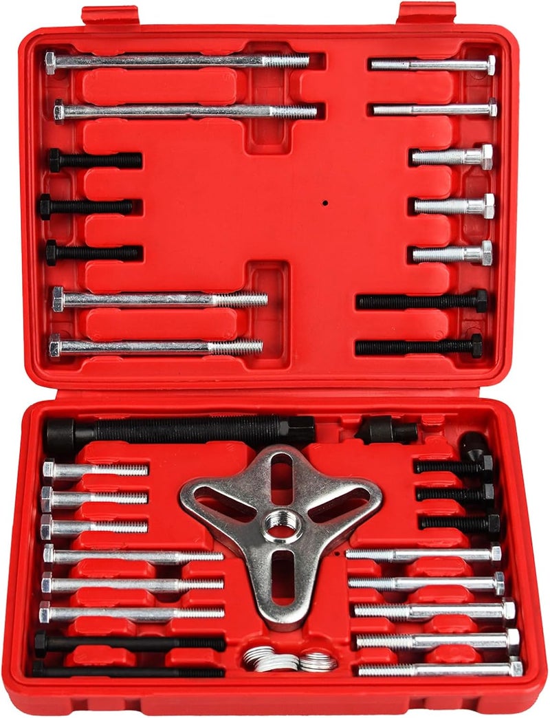Bicos 46pcs Harmonic Balancer Puller Set Crankshaft Pulley Puller Steering Wheel Flywheel Power Steering Pulley Puller Installer Tool Set for Most Pickups, SUVs, Cars, - Image 1